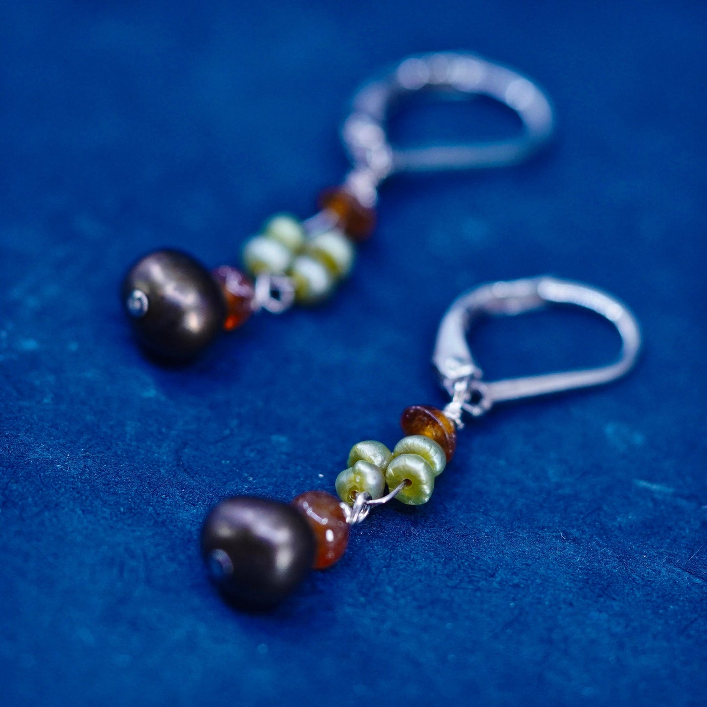 Vintage Sterling silver handmade earrings, 925 hooks with pearl