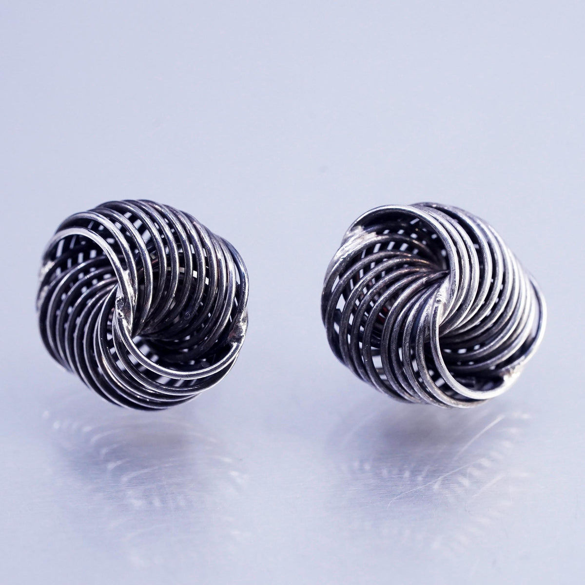 Vintage Sterling 925 silver earrings, wired entwined studs