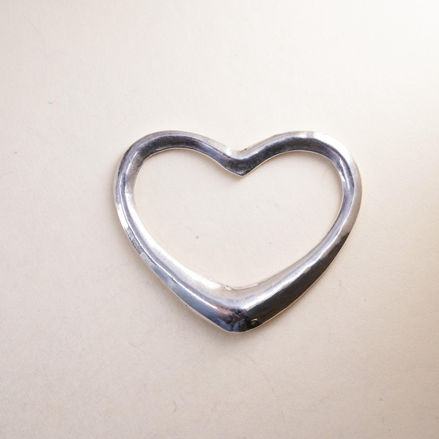 Vintage sterling silver heart shaped charm, 925 silver pendant