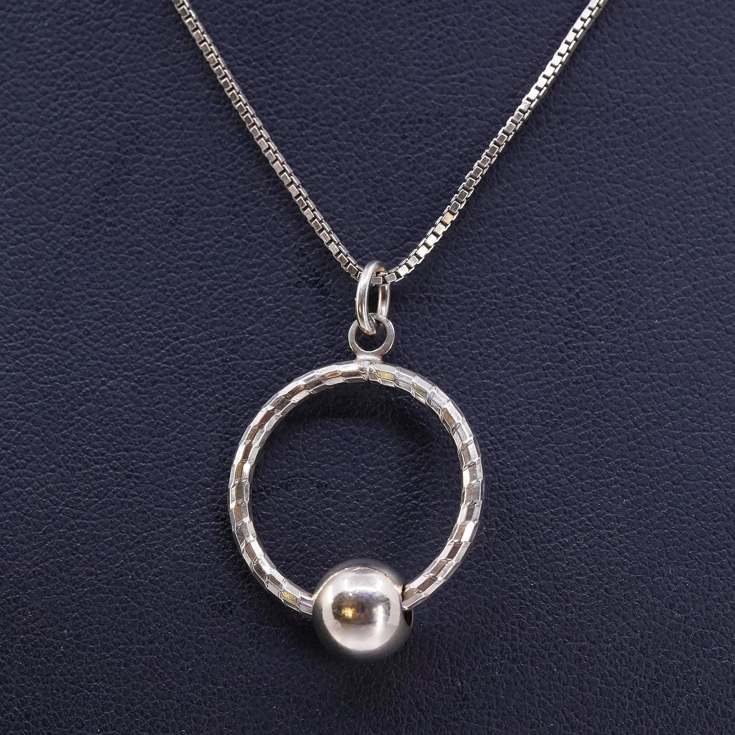 16”, vermeil gold Sterling 925 silver chain necklace hammered circle pendant