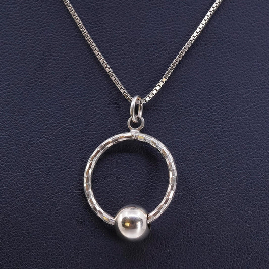 16”, vermeil gold Sterling 925 silver chain necklace hammered circle pendant