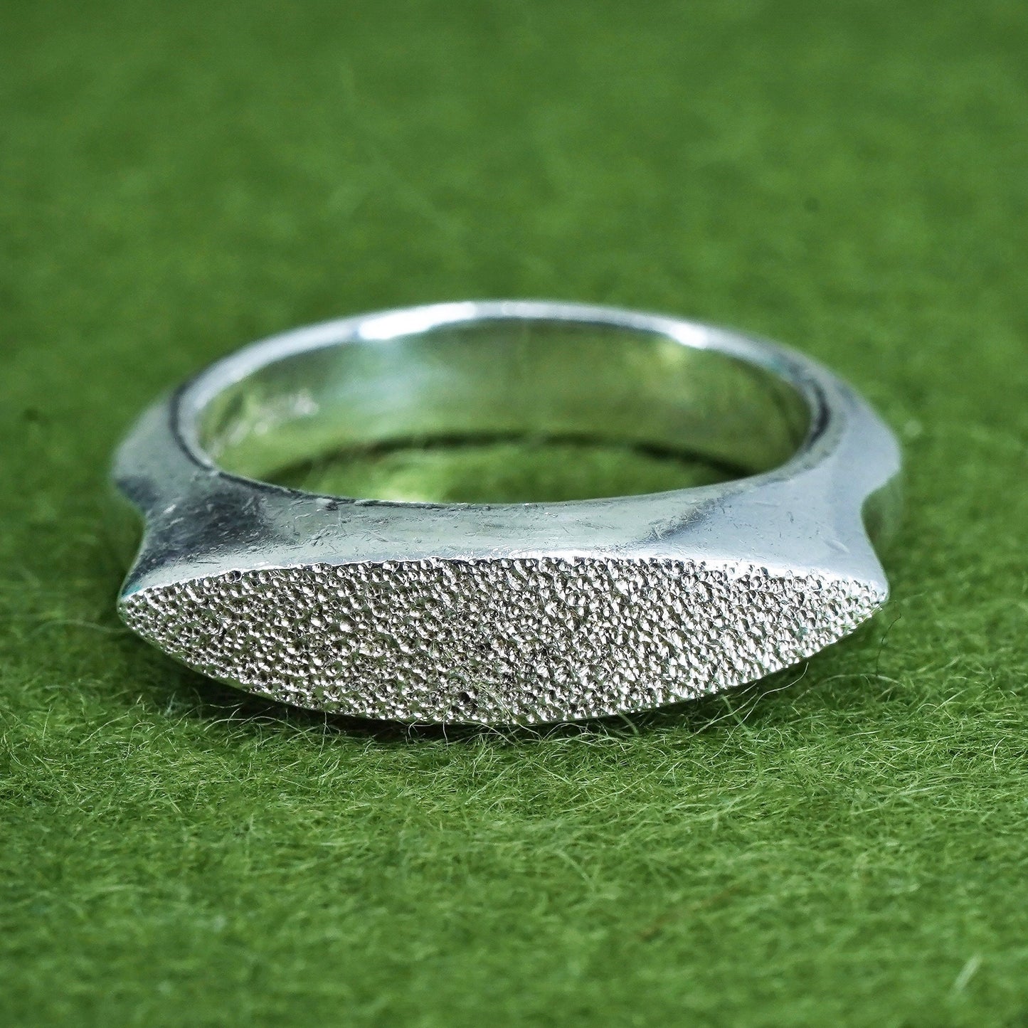 Size 9, vtg fine silver handmade statement ring, 999 stackable glittering band
