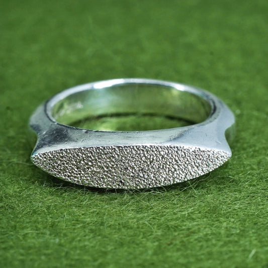 Size 9, vtg fine silver handmade statement ring, 999 stackable glittering band