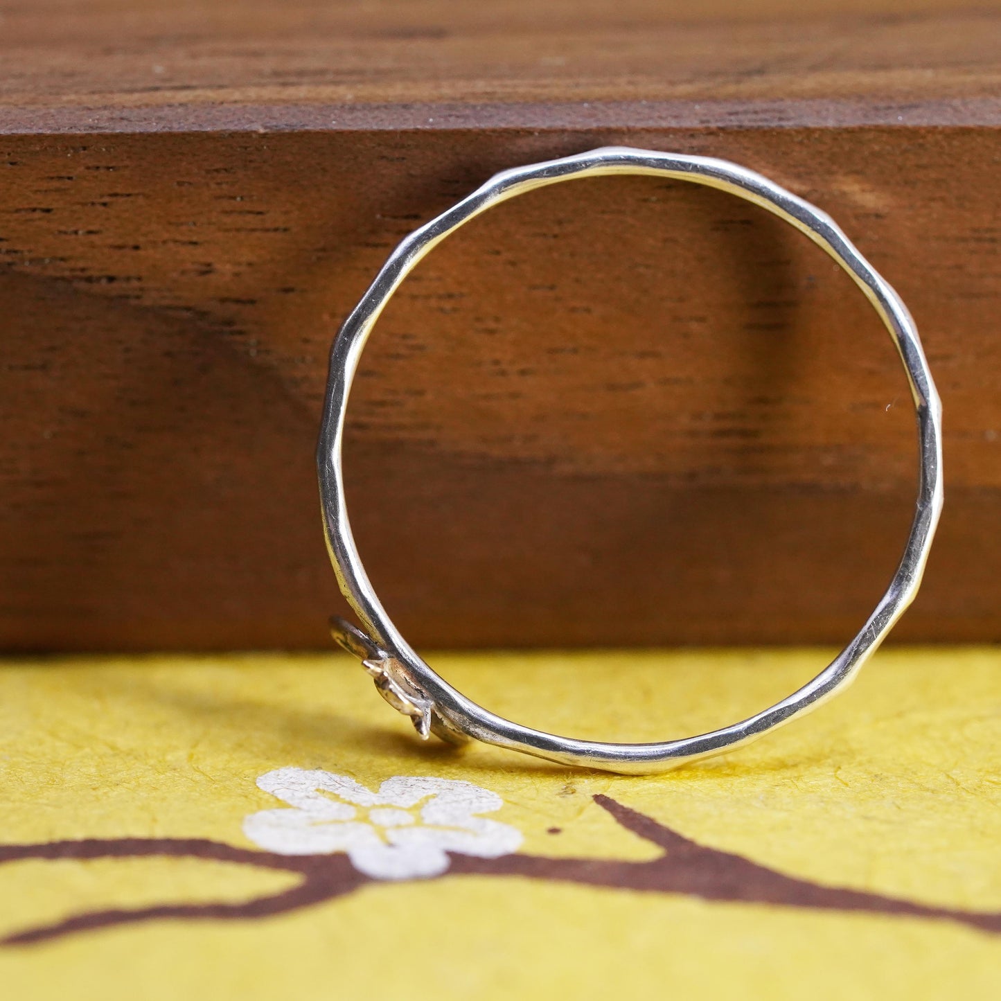 Size 11.5, VTG two tone Sterling silver handmade ring, 925 bee stackable ring