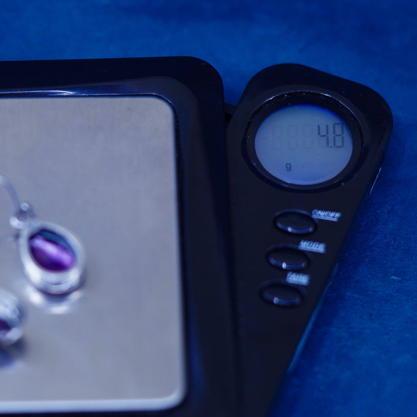 Vintage sterling 925 silver handmade teardrop earrings with amethyst