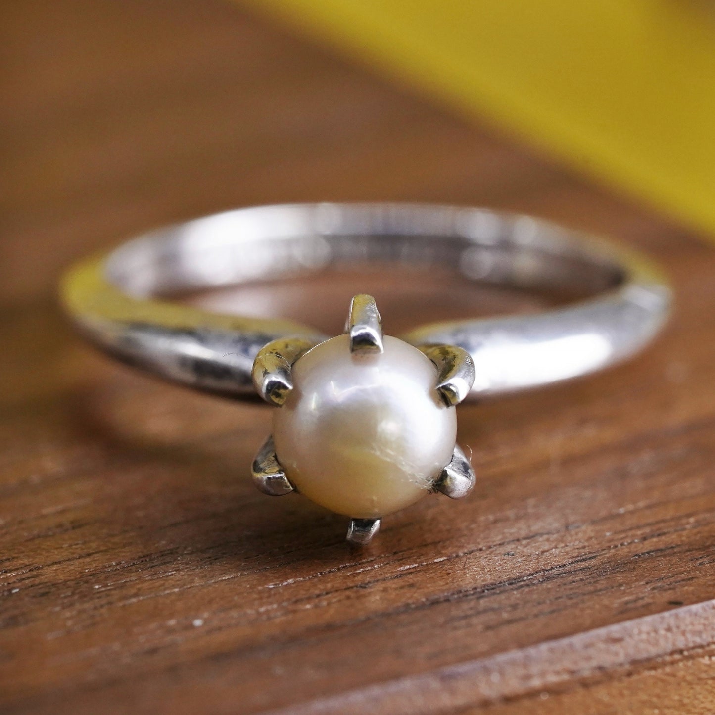 Size 6.5, Sarah Coventry pearl Ring, sterling silver 925 Jewelry, Mid Century