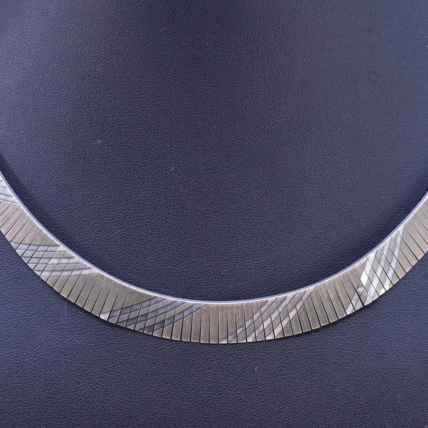 17", Italian two tone textured Sterling silver necklace, 925 Cleopatra chain