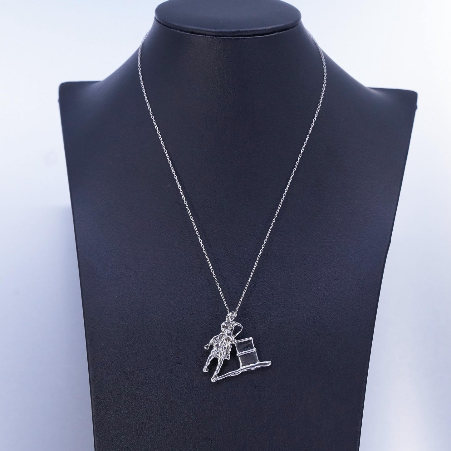 16”, vintage Sterling 925 silver handmade snake necklace with horse pendant