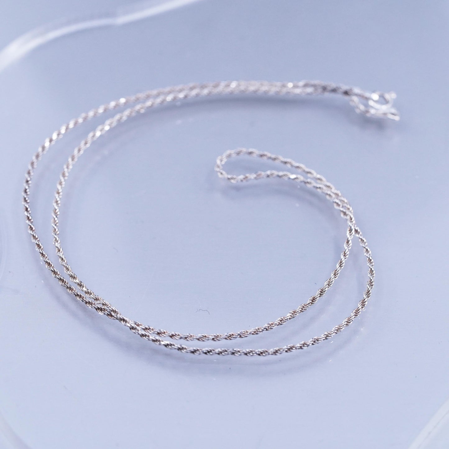 18” 2mm, vintage Italy Sterling 925 silver Singapore rope chain necklace