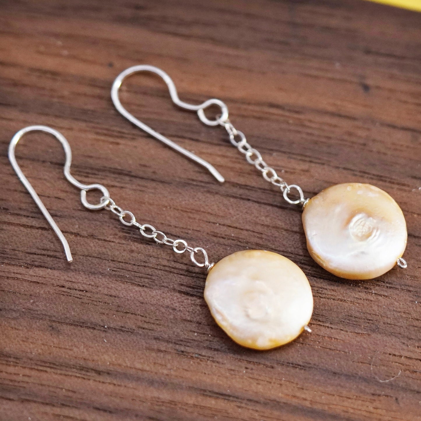 Vintage Sterling 925 silver handmade earrings with coin pearl
