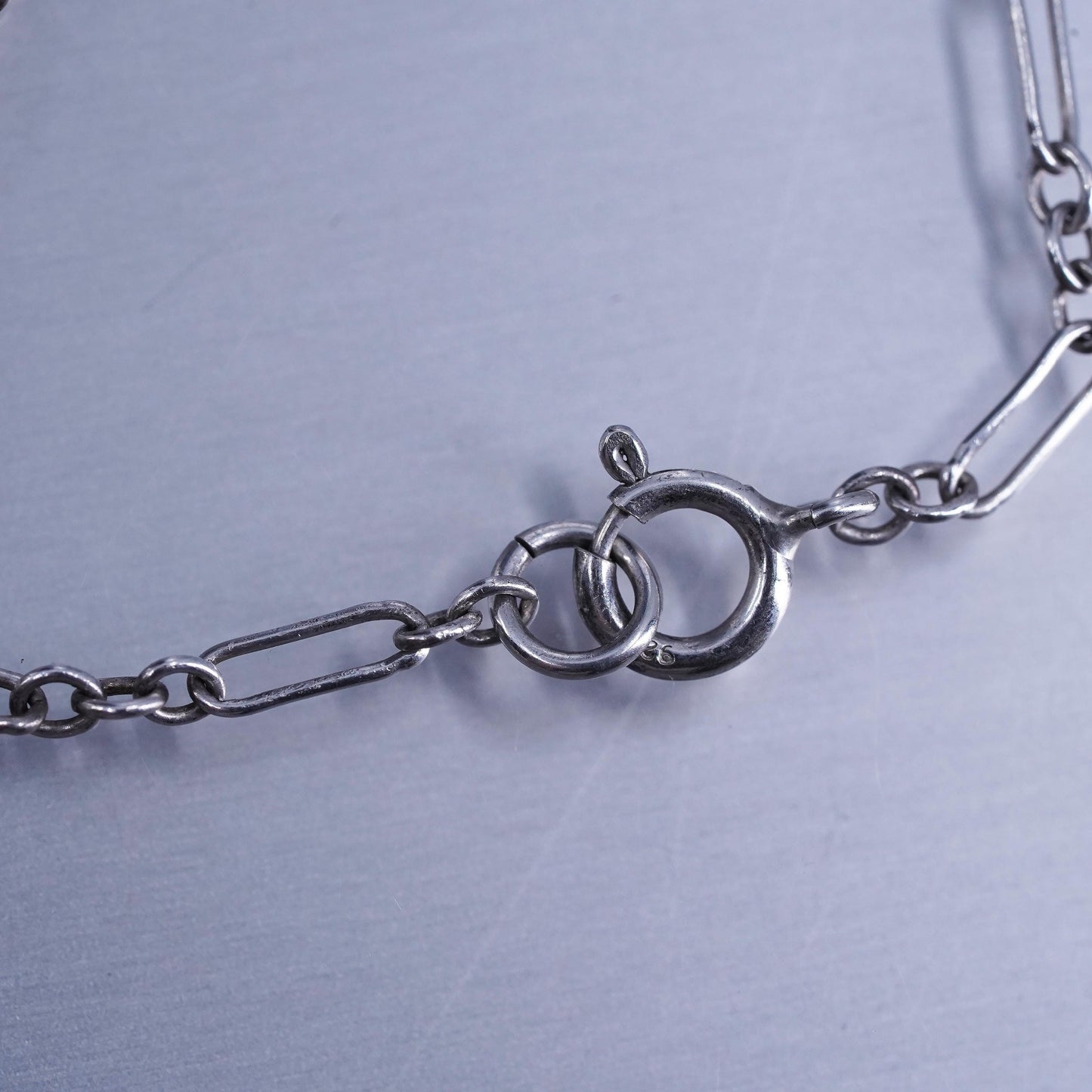 17”, vintage Sterling 925 silver elongated chain necklace with 14K gold beads