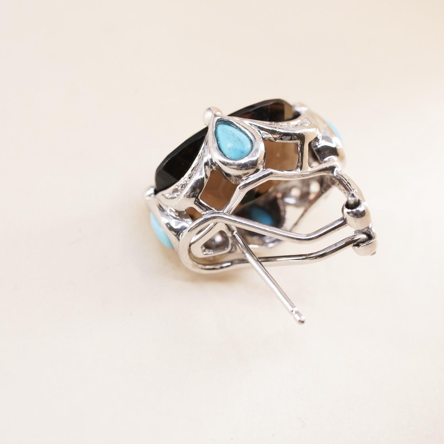 VTG Sterling 925 Silver and single 1 earring smoky quartz, Latch Back Fastener