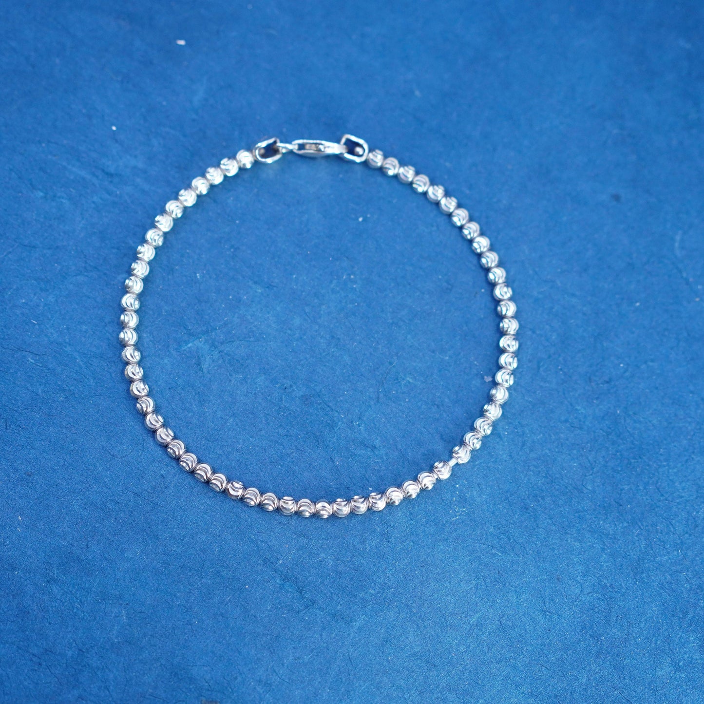 7”, Sterling silver handmade bracelet, 925 bangle with beads