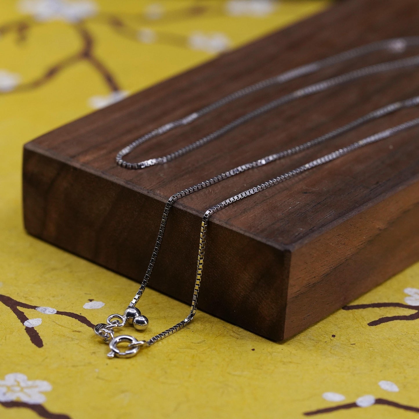 22" 1mm, vintage Sterling silver adjustable necklace, Italian 925 box chain