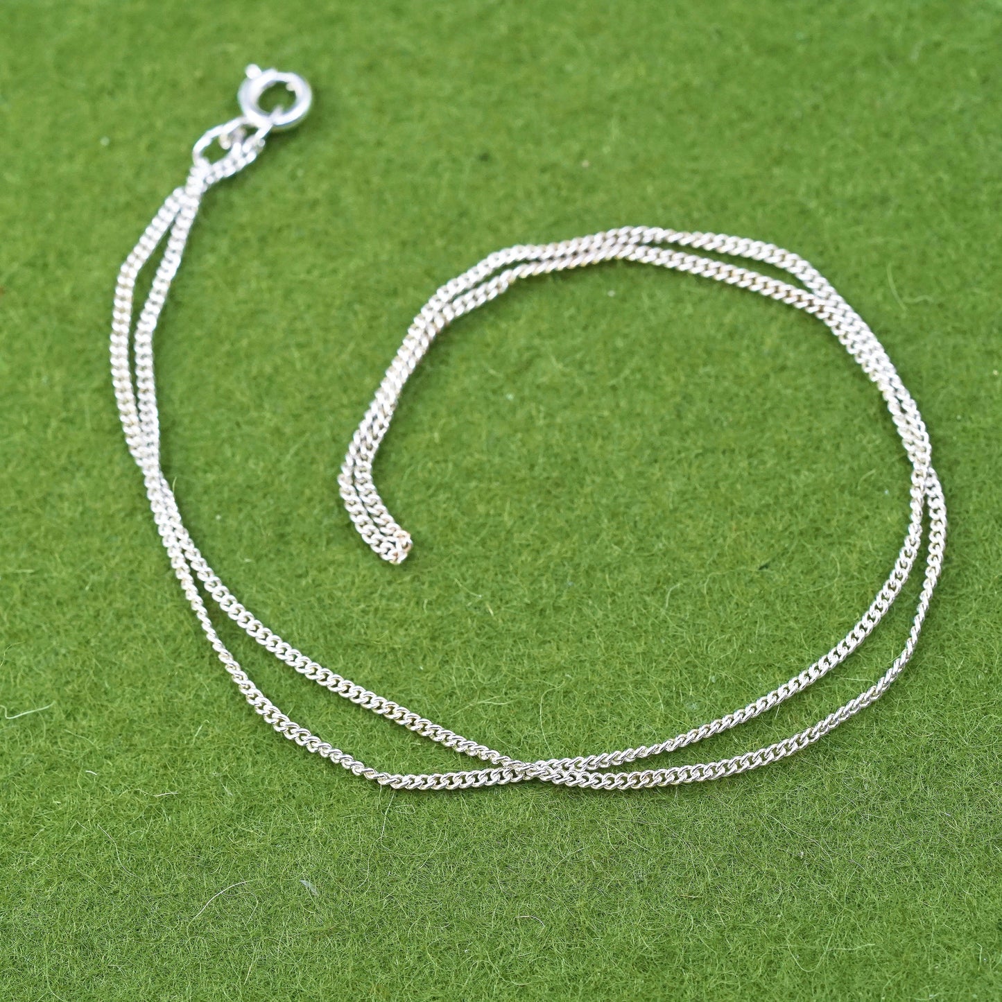 16” 1mm, vintage sterling silver necklace, 925 curb rope chain