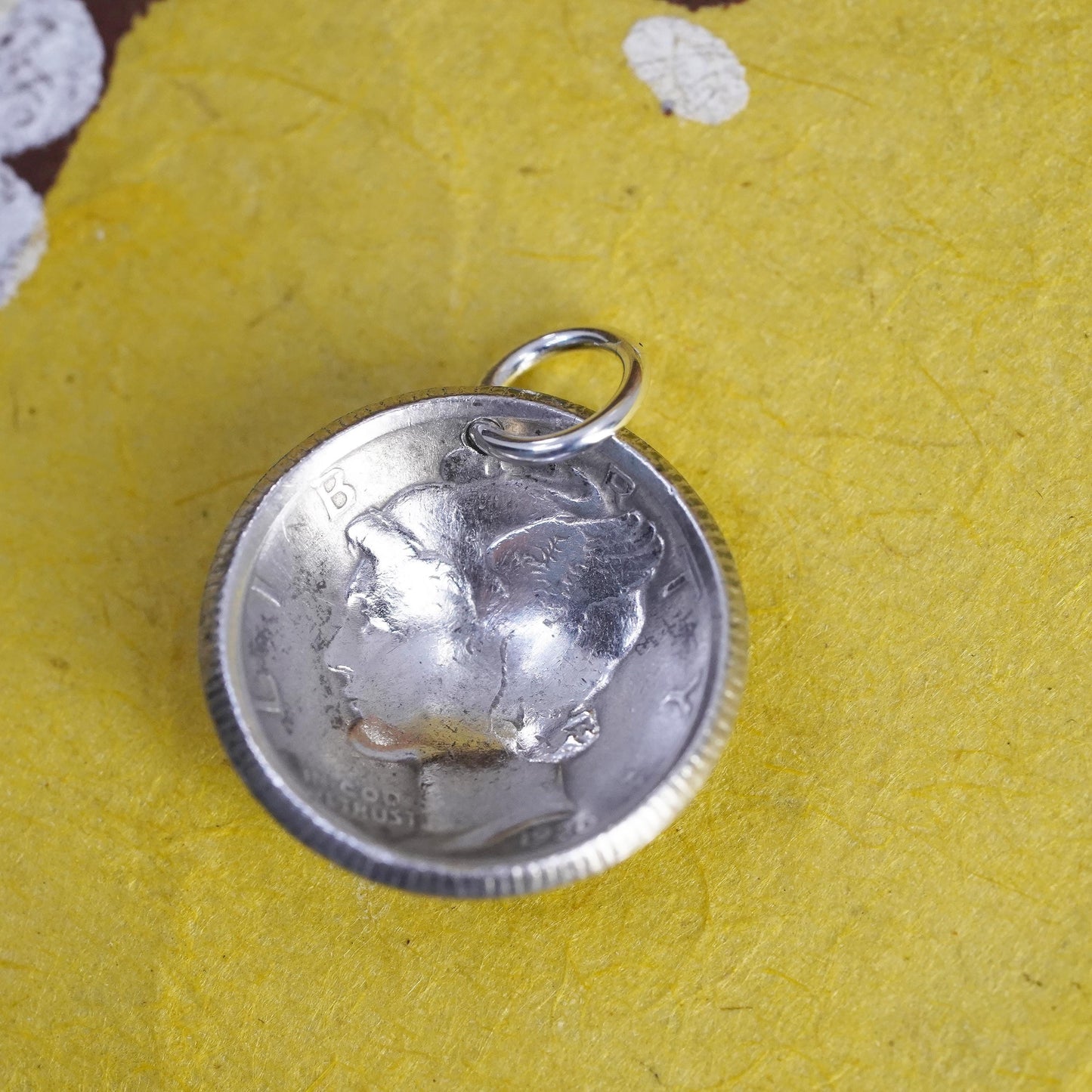 Vintage Sterling silver handmade charm, 925 United States one dime pendant