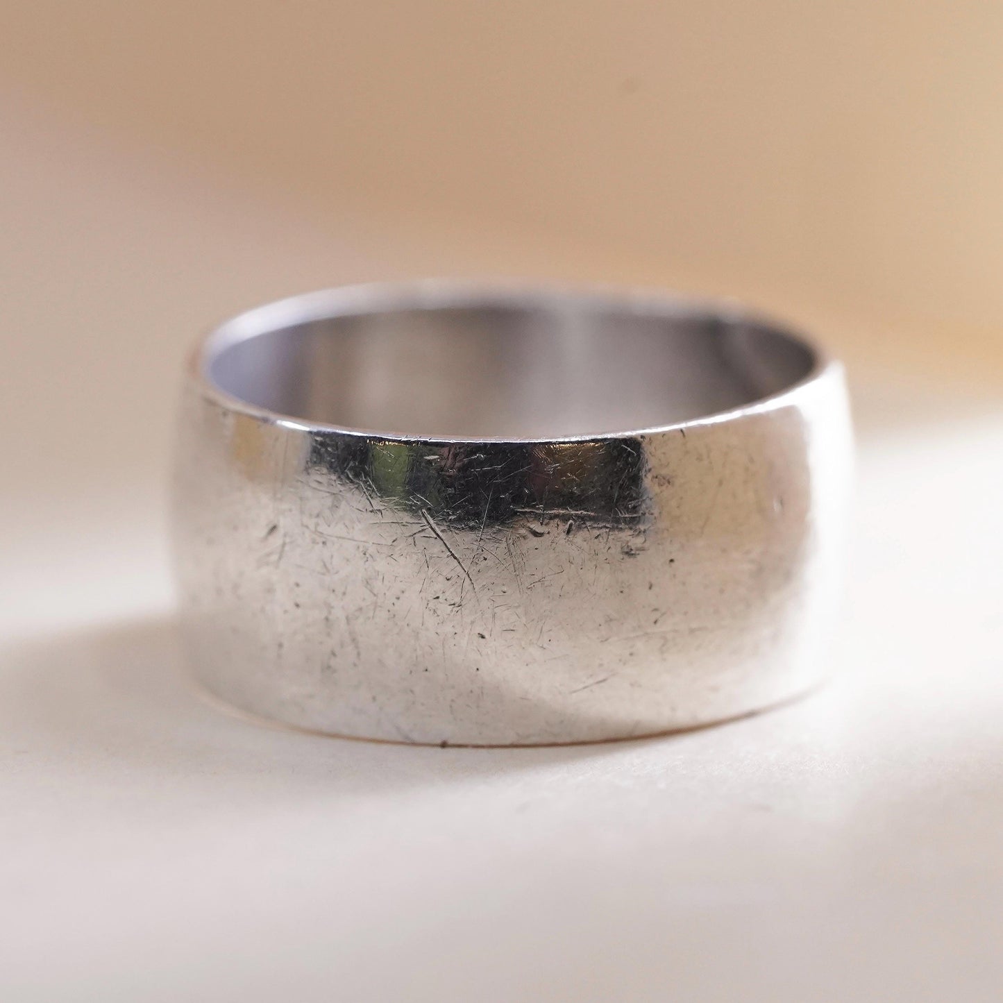 Size 7.5, vintage southwestern sterling silver handmade ring, 925 wide band