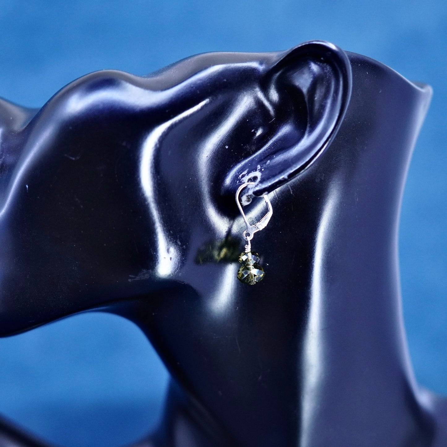 Vintage sterling silver earrings, 925 silver with crystal dangles