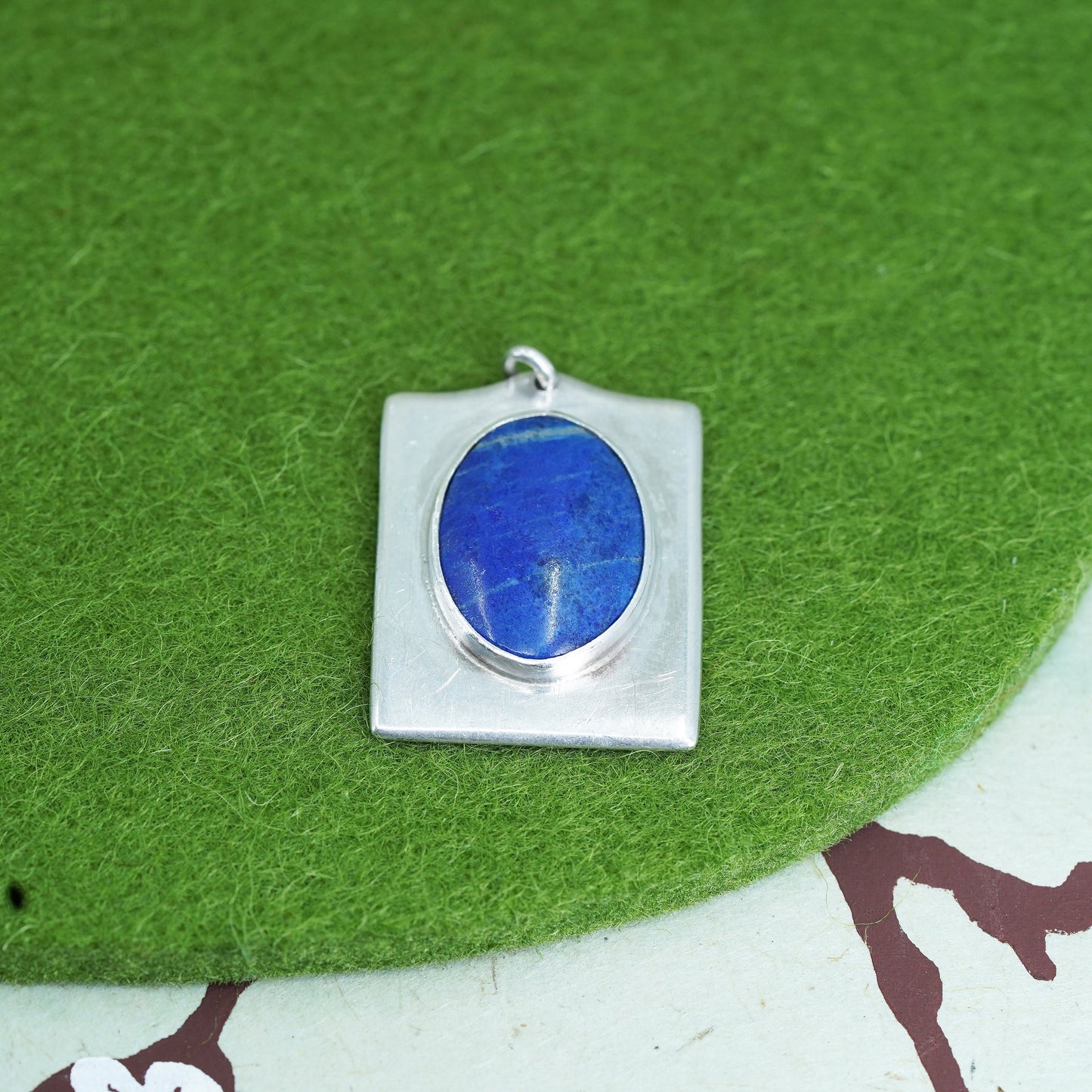 vintage sterling 925 silver handmade pendant with oval sodalite