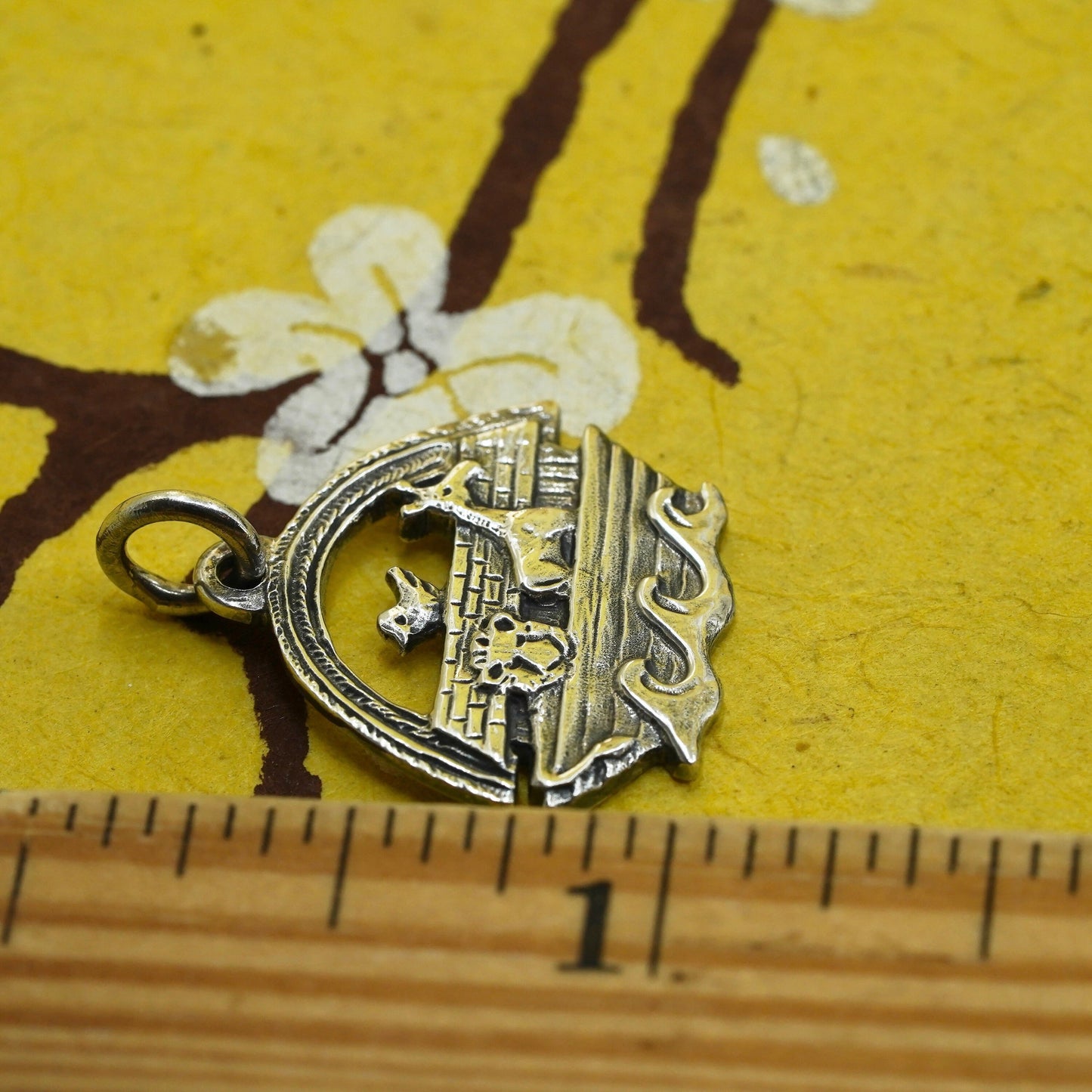 Sterling silver Handmade pendant, 925 Noah’s ark charm with sheep bird giraffe
