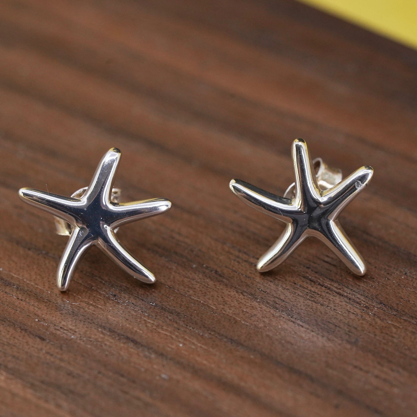 Vintage Sterling silver handmade earrings, 925 sea star starfish studs