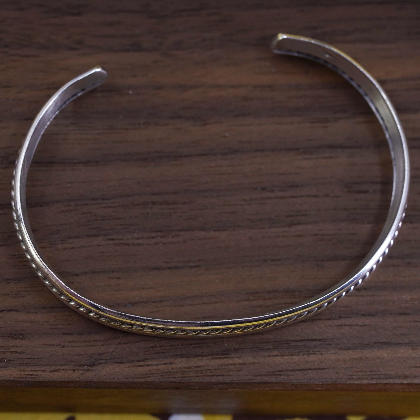 6.75”, Sterling silver handmade bracelet, southwestern 925 cuff with cable rope