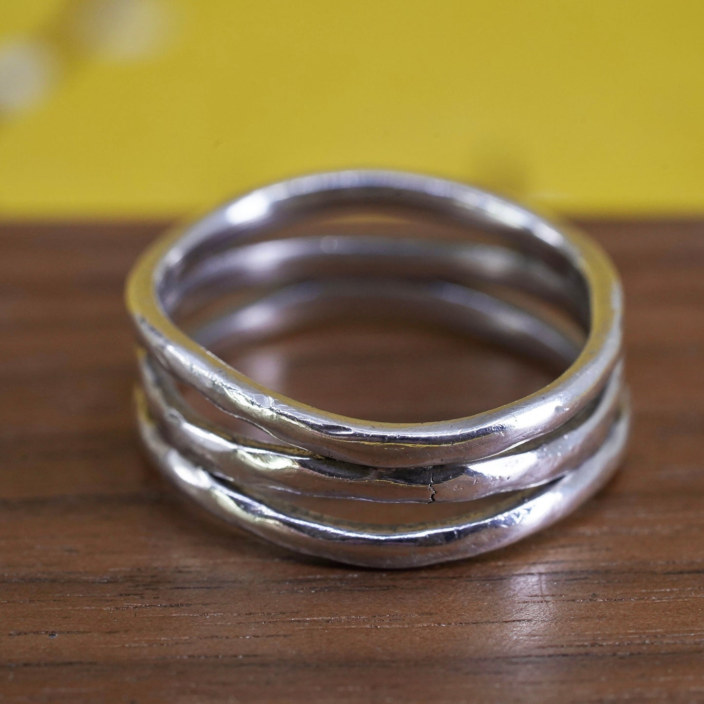 size 11.25, vintage Sterling silver handmade ring, 925 entwined band