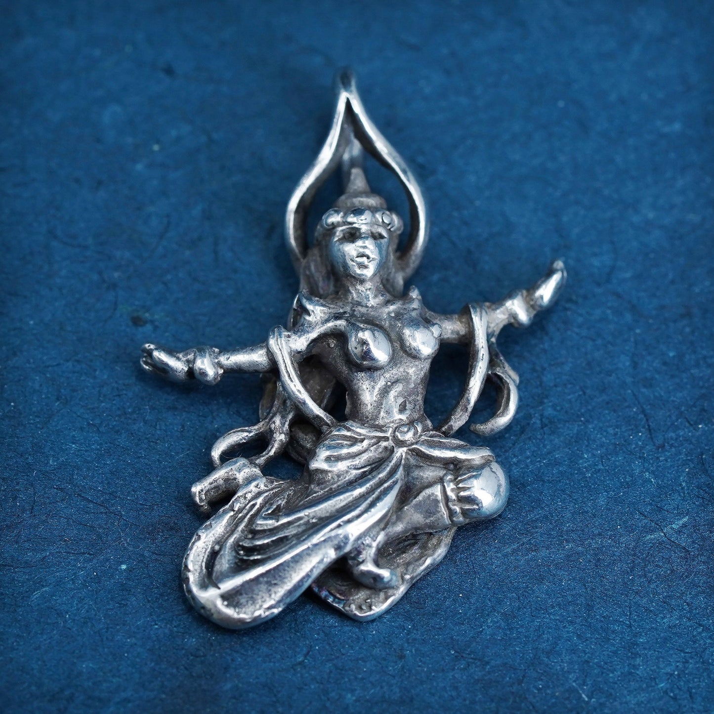Vintage Hindu god Sterling 925 silver handmade ISIS god pendant
