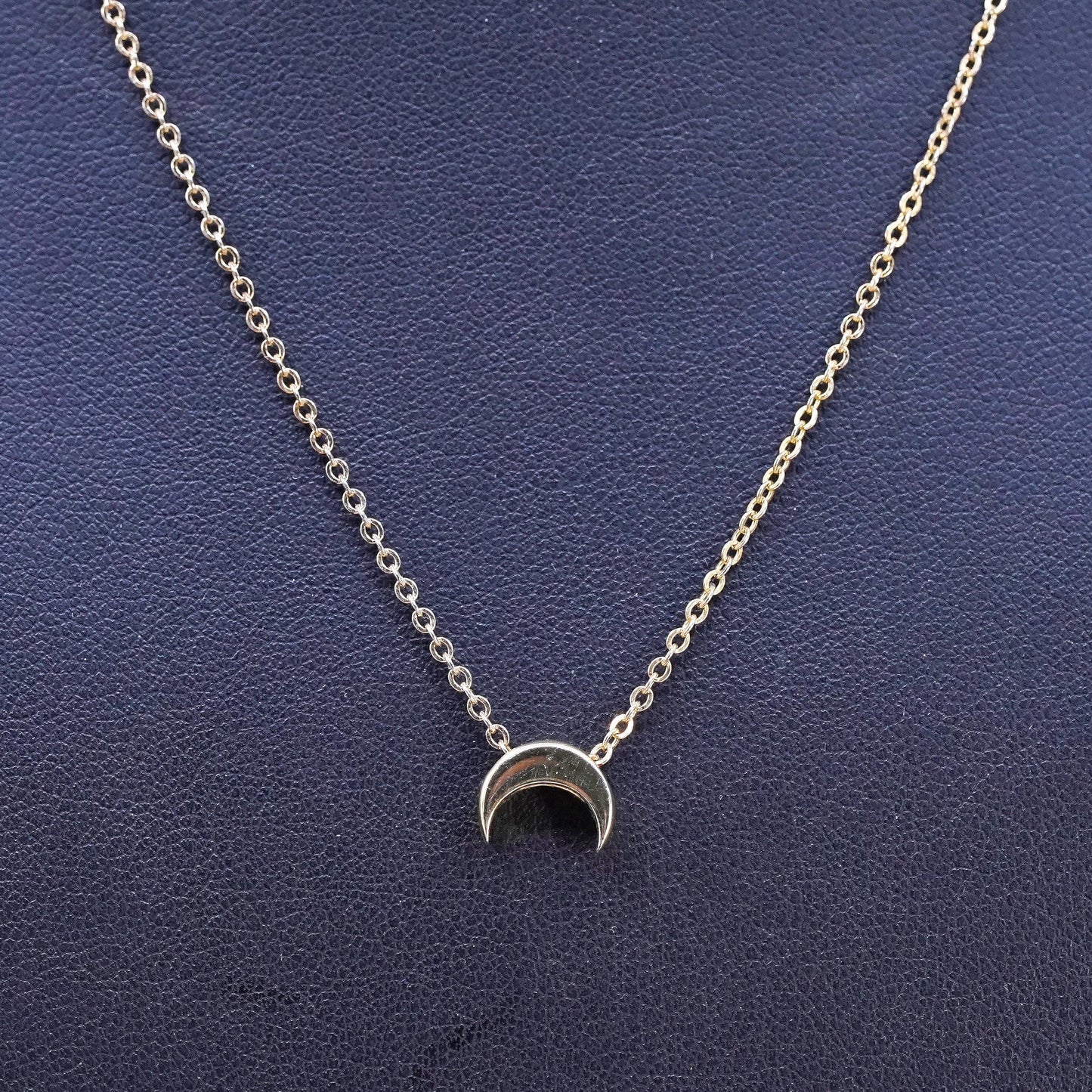 16+2" vermeil gold tone Sterling silver necklace, 925 circle chain w/ new moon