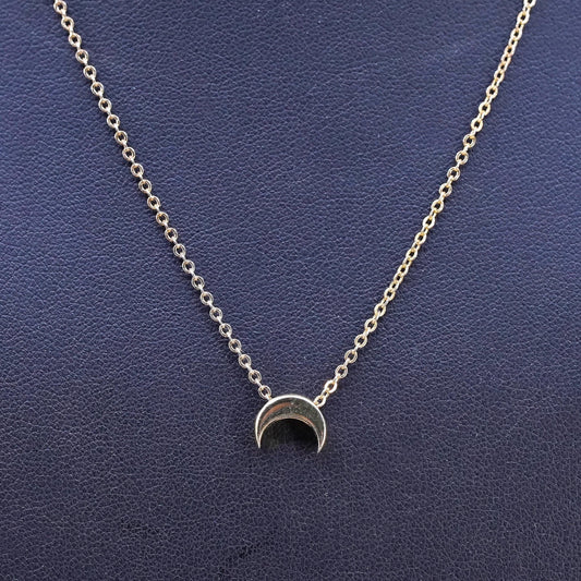 16+2" vermeil gold tone Sterling silver necklace, 925 circle chain w/ new moon