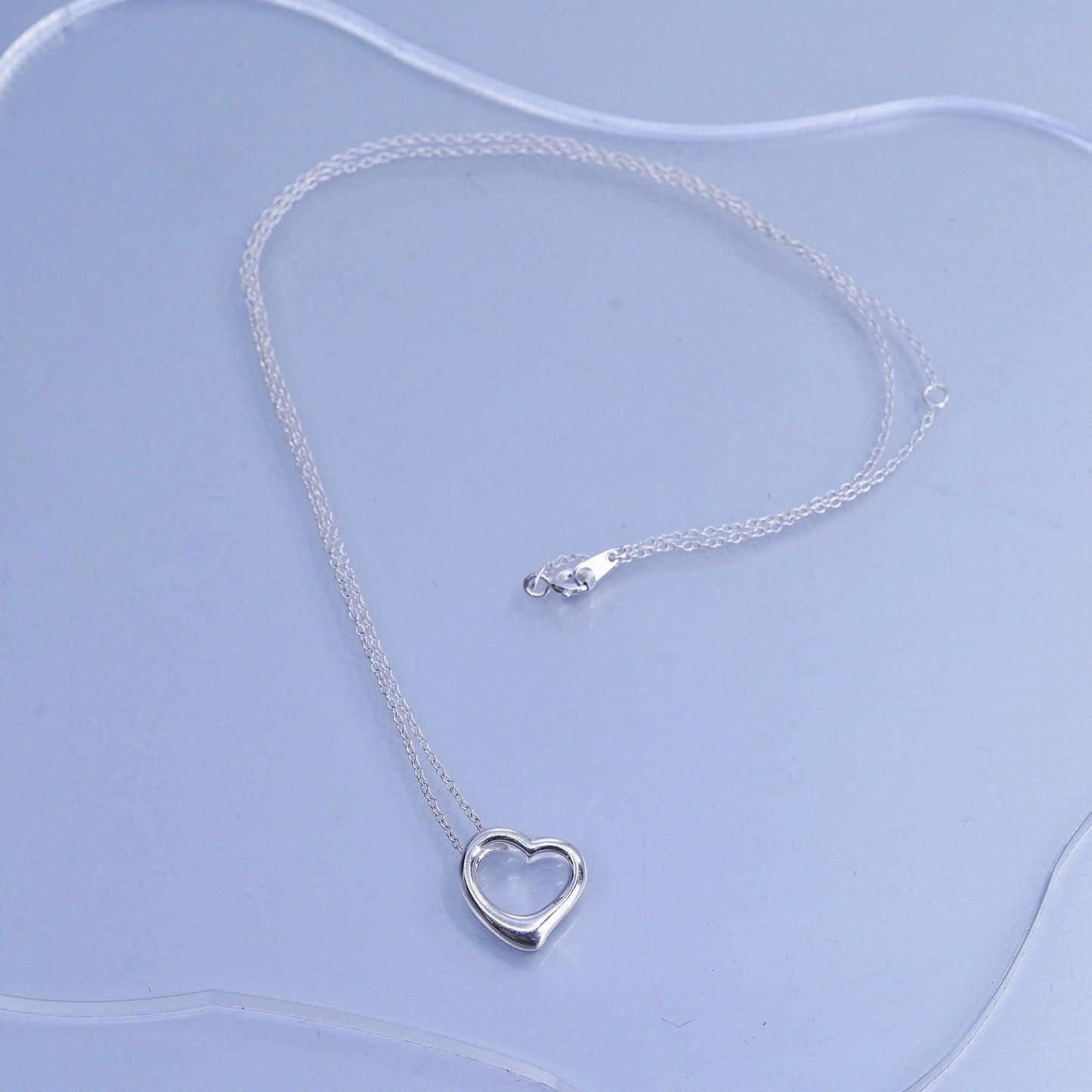 16+2”, Sterling 925 silver circle necklace heart pendant “daughters blessings”