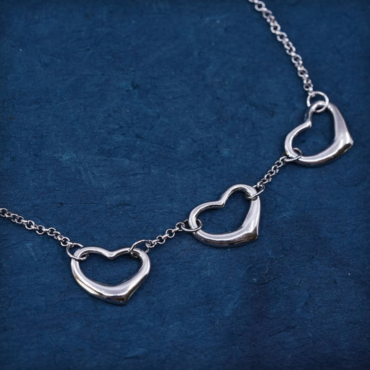 Size adjustable, Sterling 925 silver circle chain bracelet with heart charms