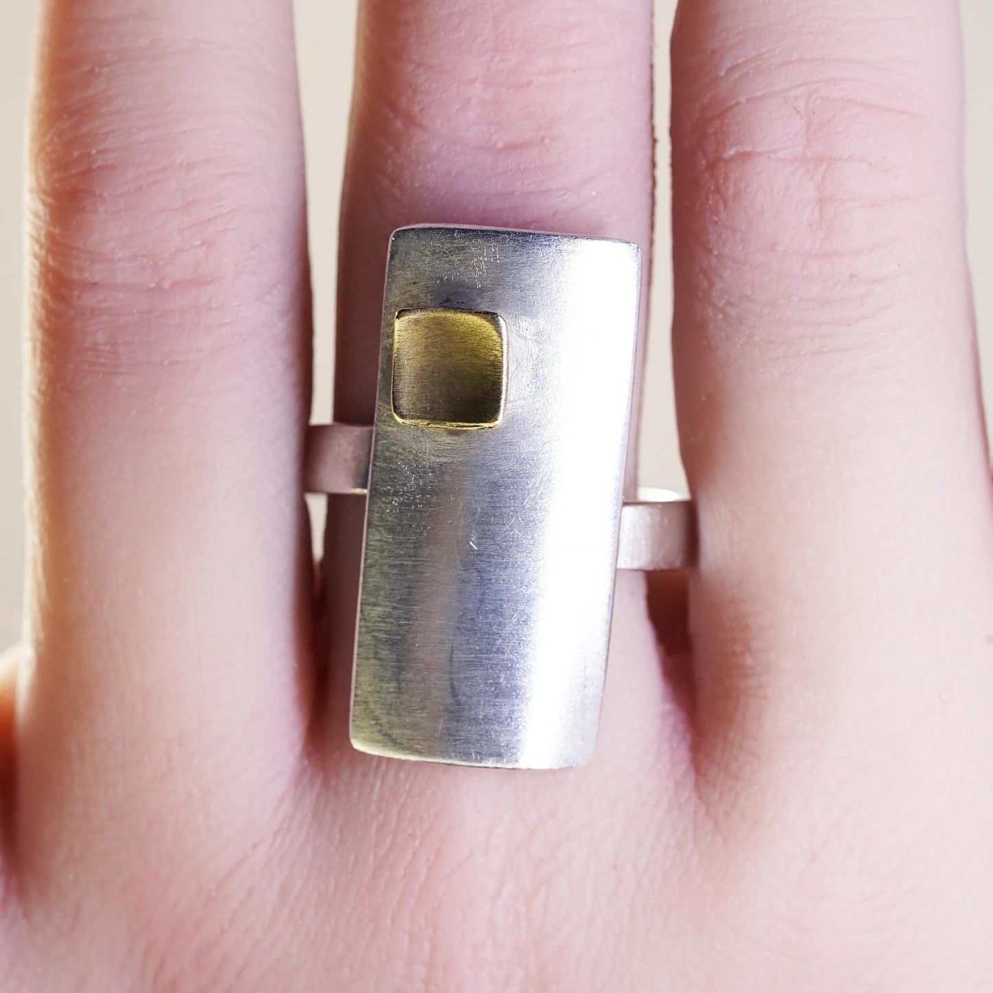 Size adjustable, vintage sterling 925 silver handmade ring statement band