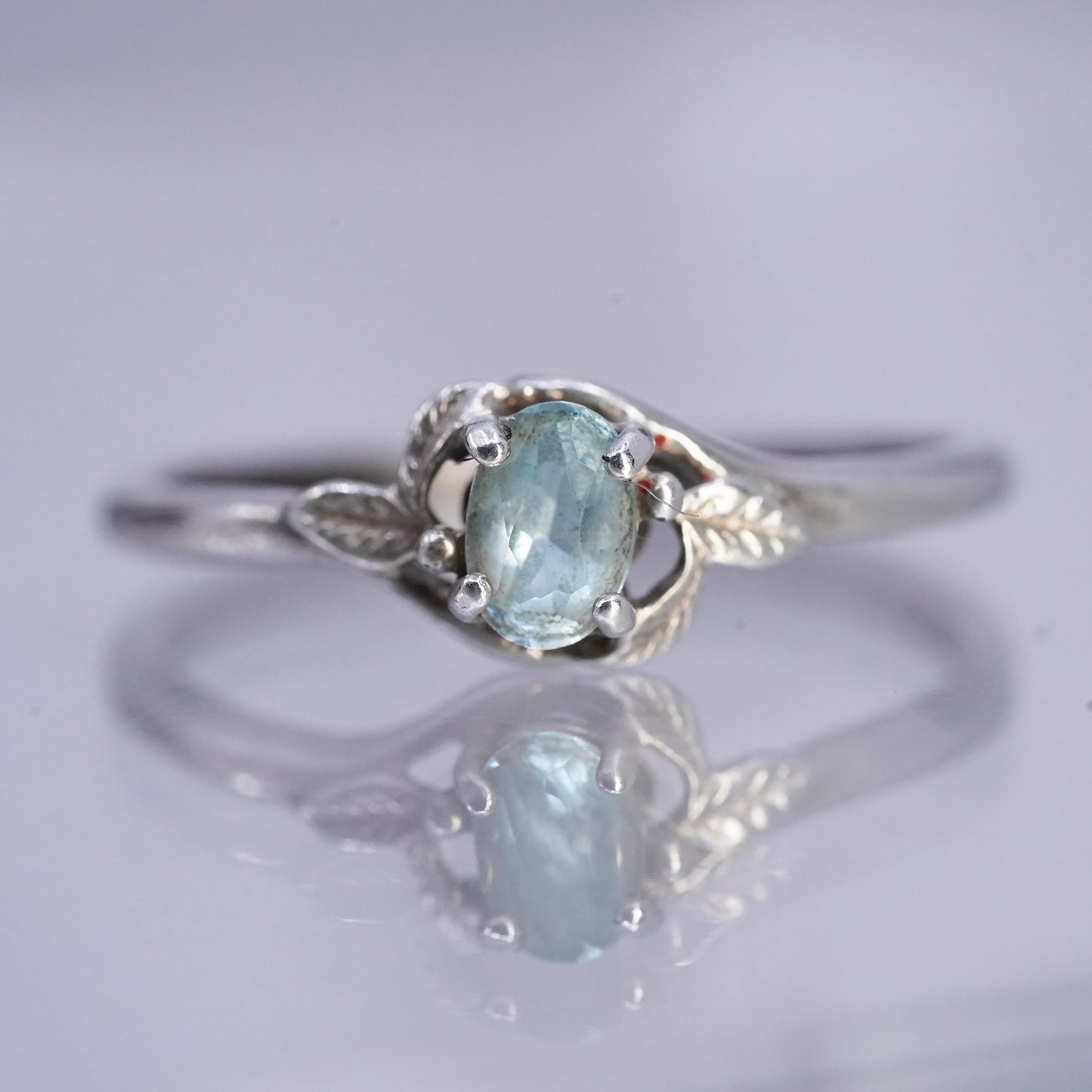 Size 9.5, vintage Sterling 925 silver handmade ring with blue topaz