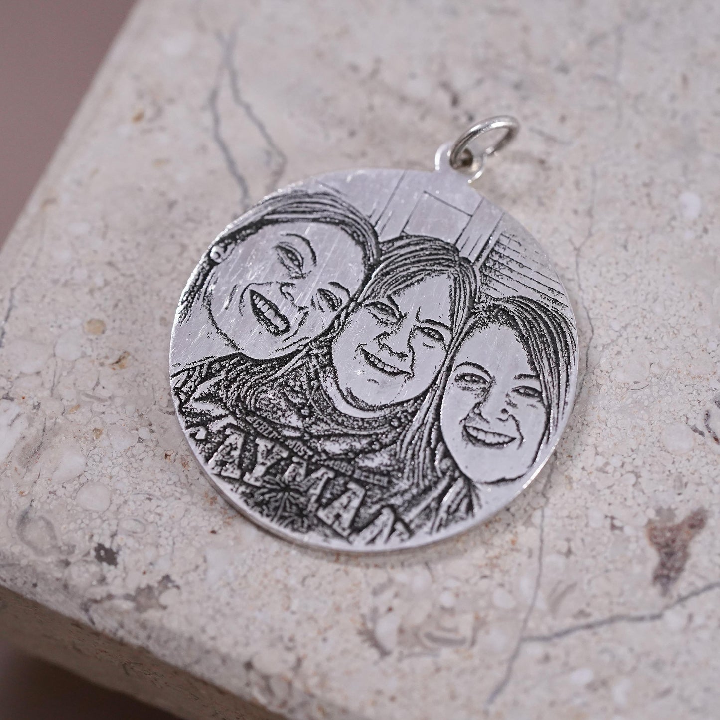 Vintage sterling silver handmade pendant, 925 tag charm with my girls”