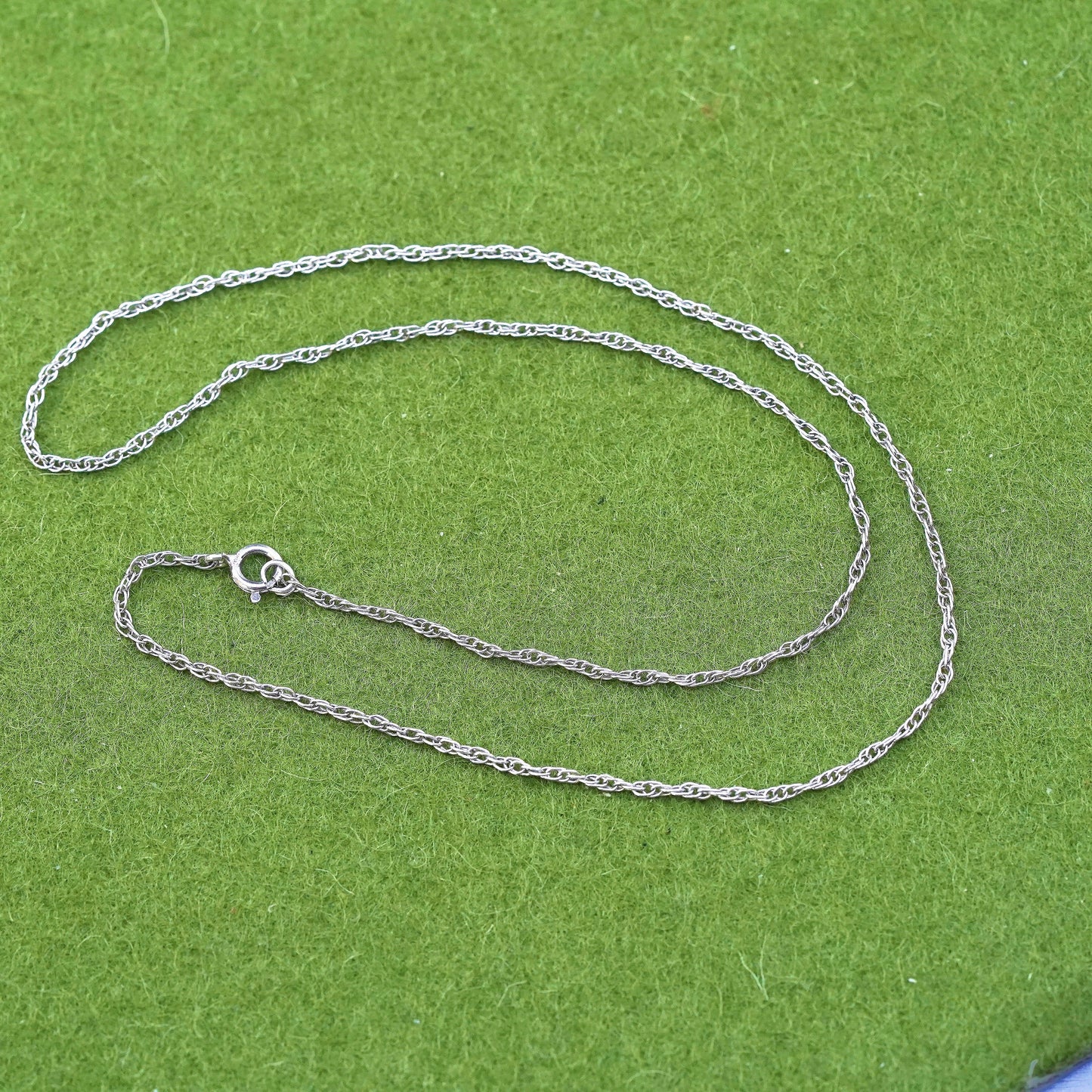 16”, 1mm, vintage Sterling silver necklace, 925 Singapore rope chain