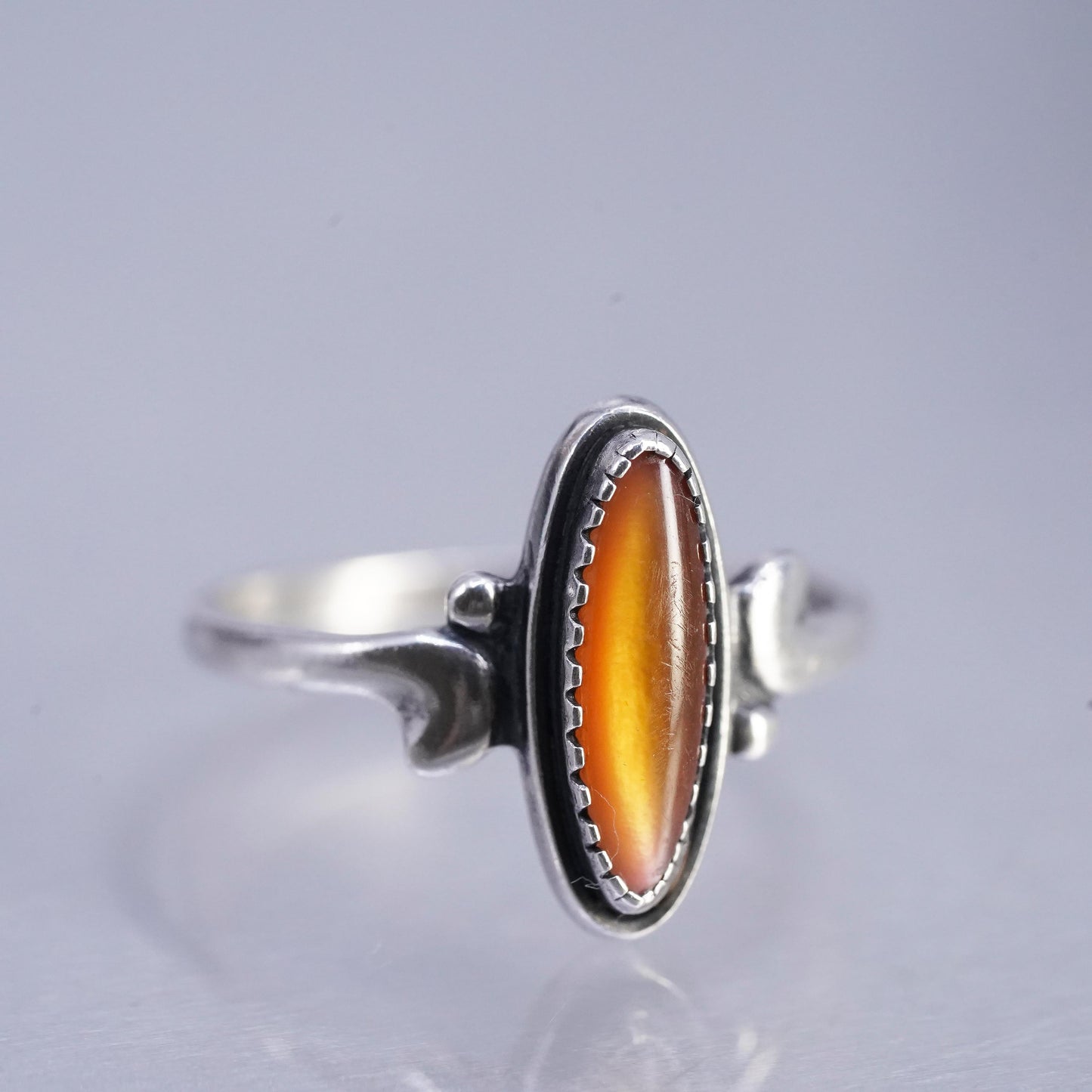 size 4.5, Vintage southwestern Sterling 925 Silver Ring with golden Tiger Eye