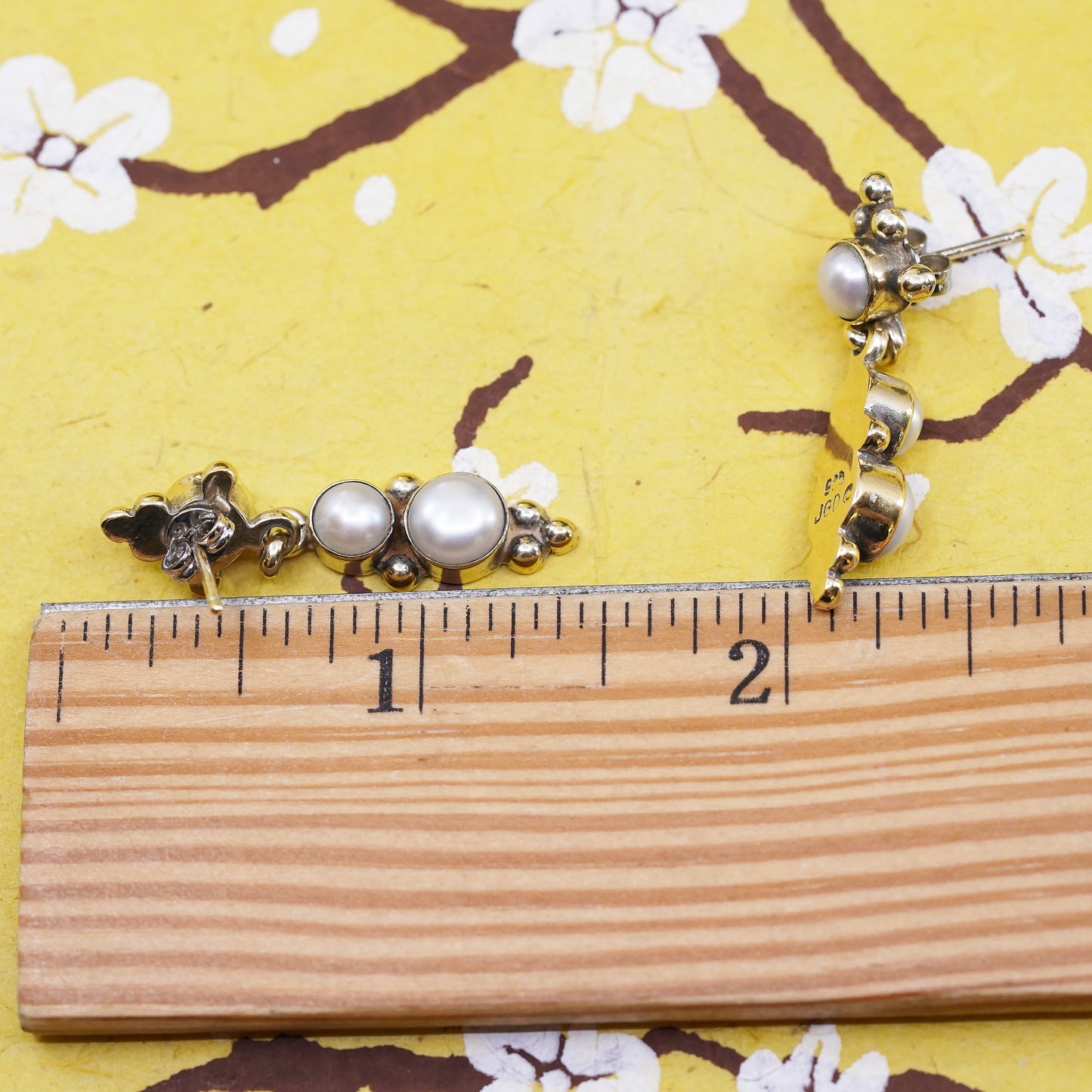 Janice Girardi JGD vermeil gold over Sterling 925 silver earrings with pearl