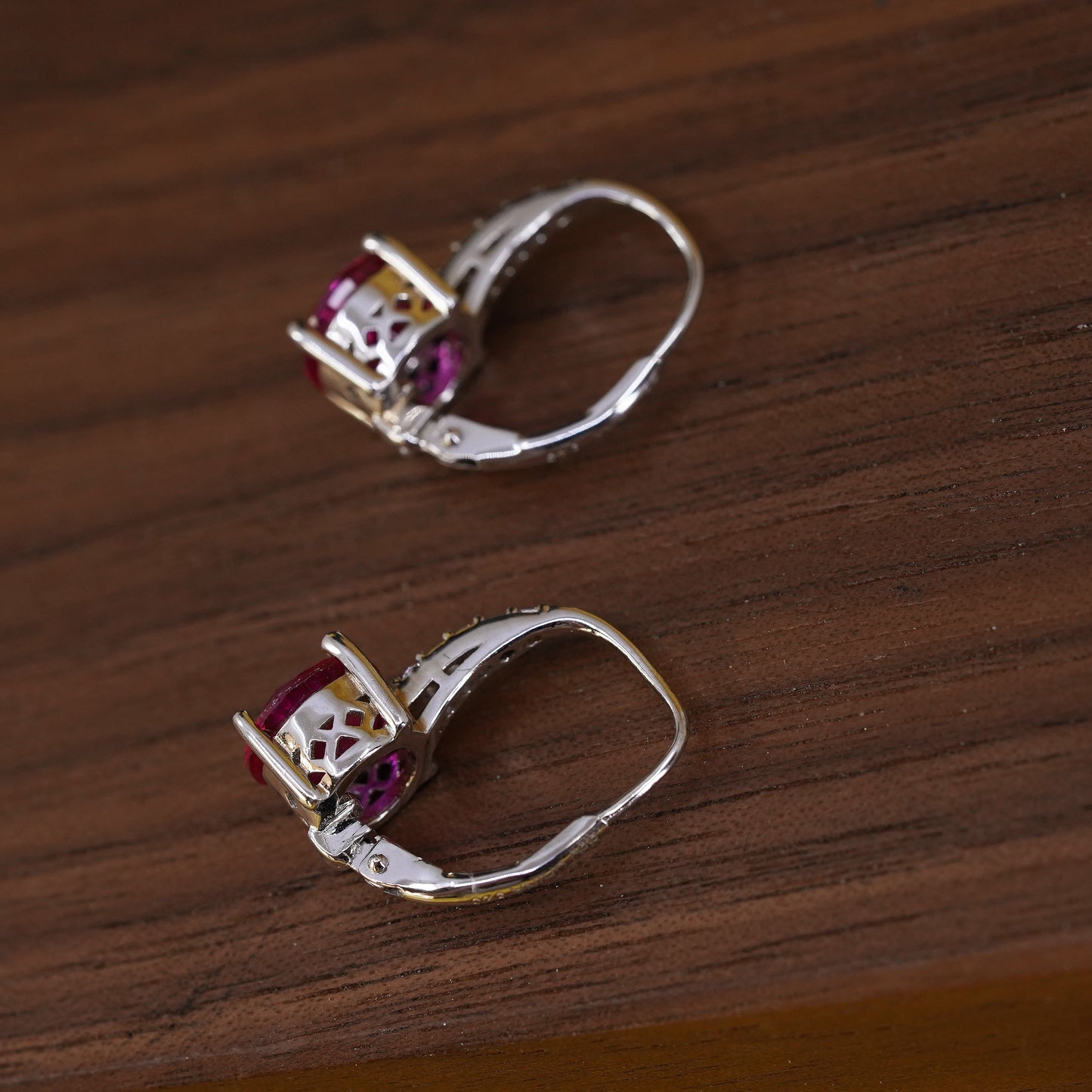 Vintage Sterling 925 silver earrings with ruby