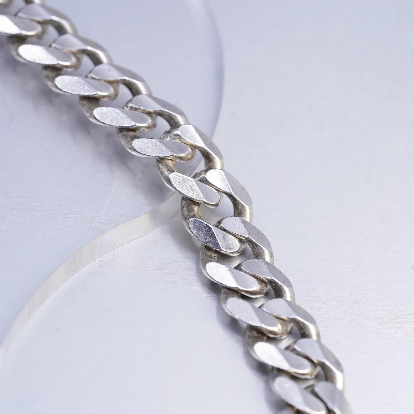20" 10mm, vintage 192 AR Italian Sterling 925 silver bold curb chain necklace