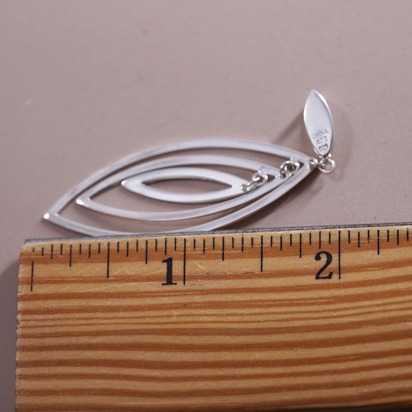 Vintage sterling silver handmade pendant, 925 Marquise shaped pendant