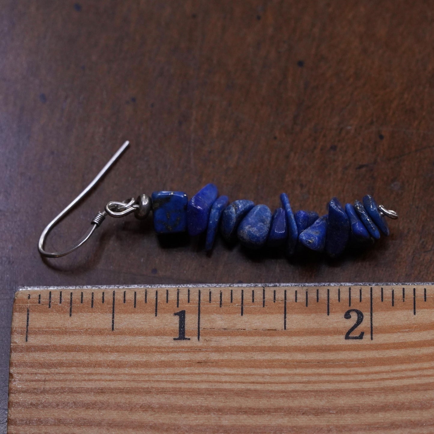 Southwestern sterling silver 925 handmade single earring W/ lapis lazuli beads