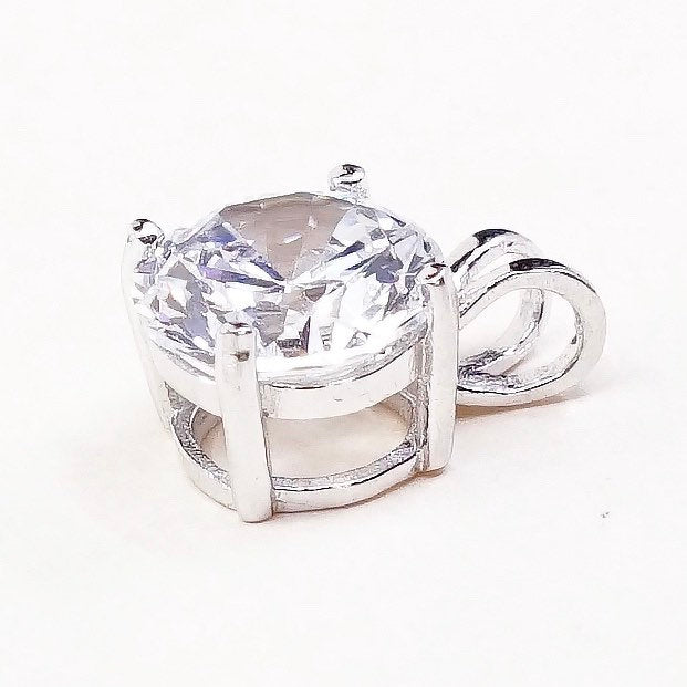VTG sterling silver cz crystal pendant, 925 silver pendant, stamped 925