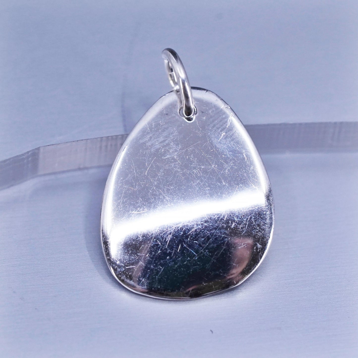 Vintage sterling 925 silver handmade hammered teardrop charm pendant
