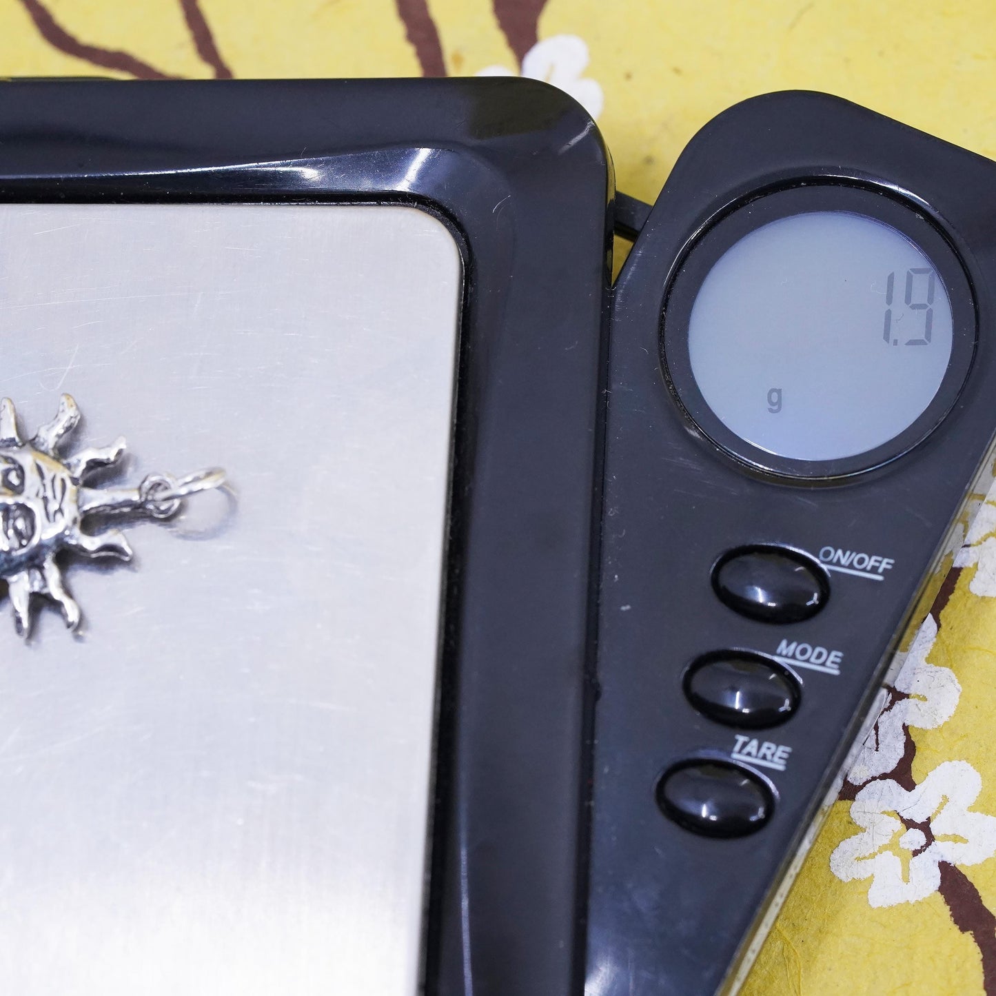Vintage Sterling silver handmade sun face pendant, 925 sun charm