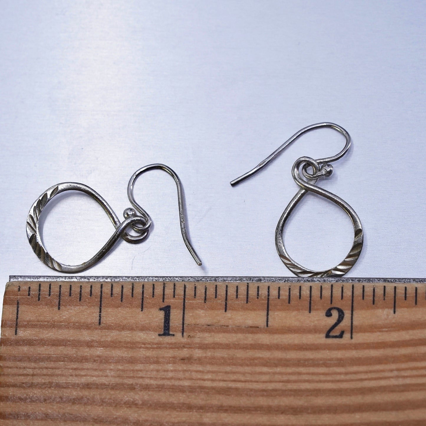 Vintage Sterling 925 silver textured teardrop earrings