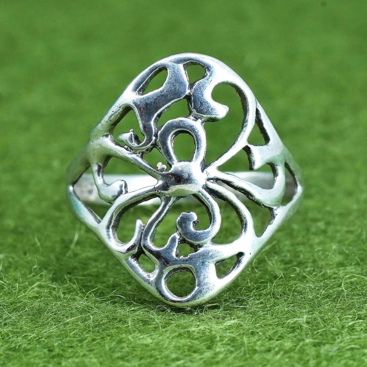 Size 5.75, Vintage sterling silver handmade wired ring, 925 filigree band