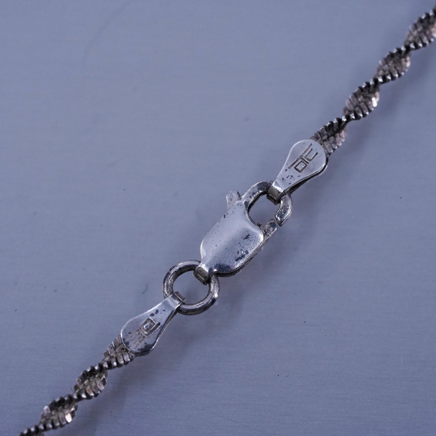 20” 2mm, vintage Italy Sterling 925 silver twisted herringbone chain necklace