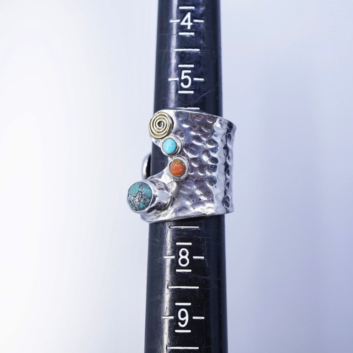 Size adjustable, Native American navajo Sterling 925 silver wrap ring turquoise