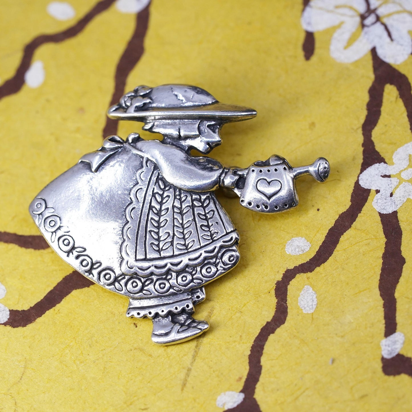 vintage Mary Engelbreit Me Ink Little Girl Sterling 925 Silver Brooch